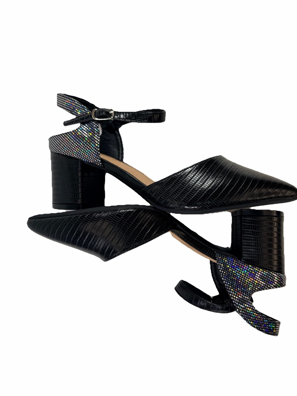 NWT Decould sylf Block Heels Sparkly Sandals Size 7 Women's - Picture 10 of 15